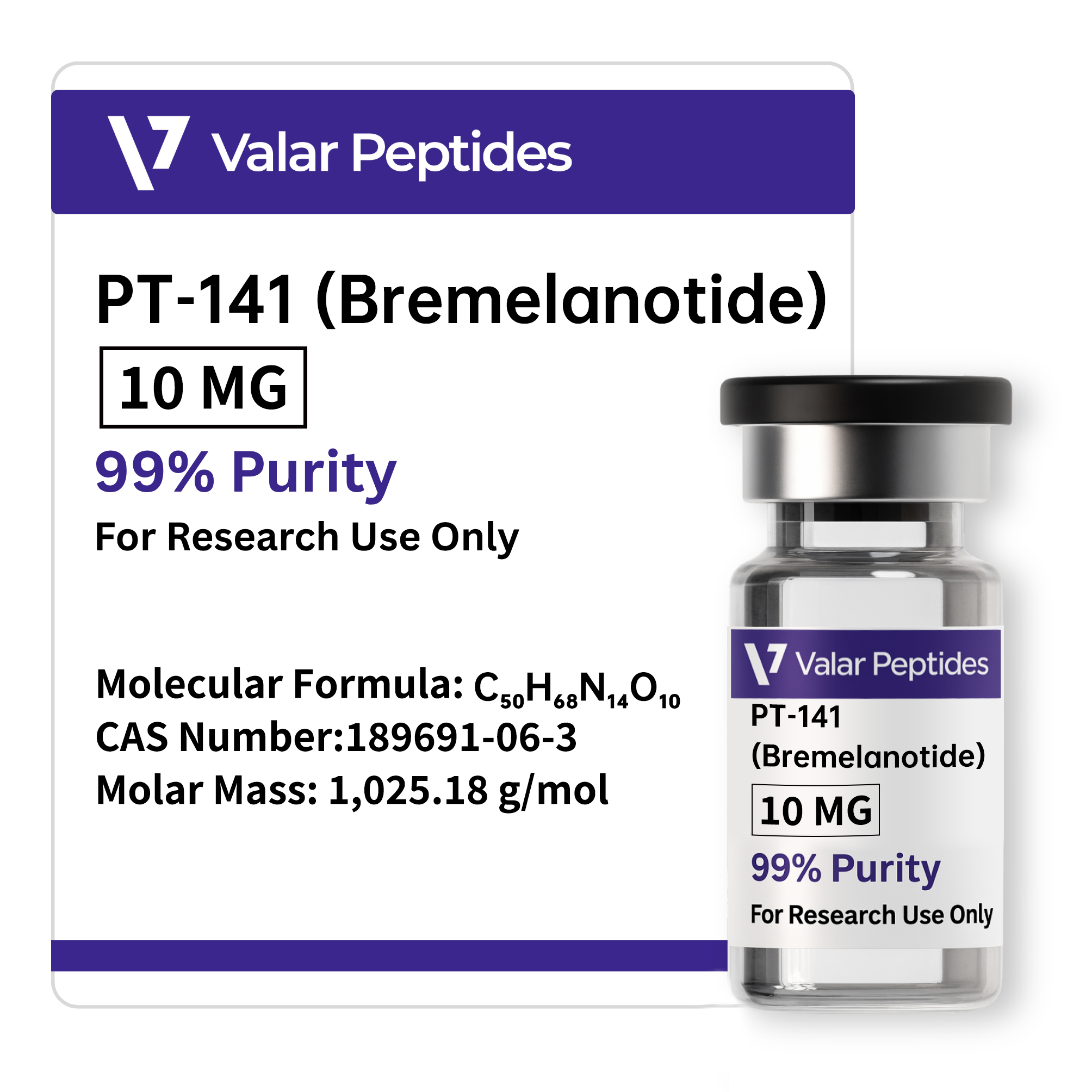 Buy PT-141 (Bremelanotide) 10mg | 99% Research Peptide